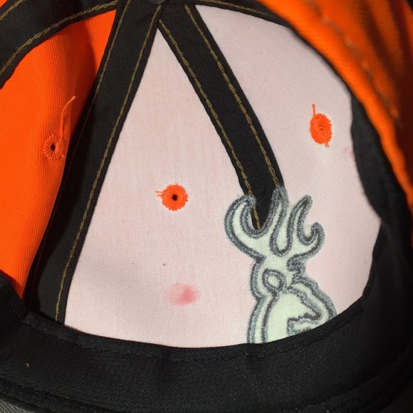 Browning Orange hunting hat full 6 panel adjustable back strap cap - Picture 9 of 12